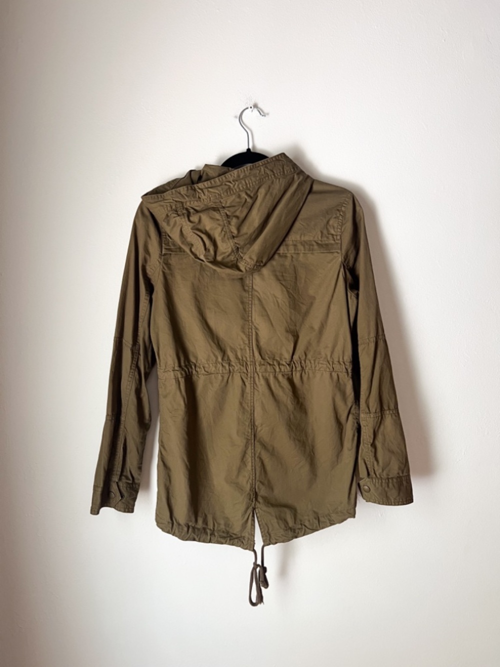 Love Tree Olive Green Utility Anorak Field Jacket Hooded Cargo Military Small - Picture 3 of 12